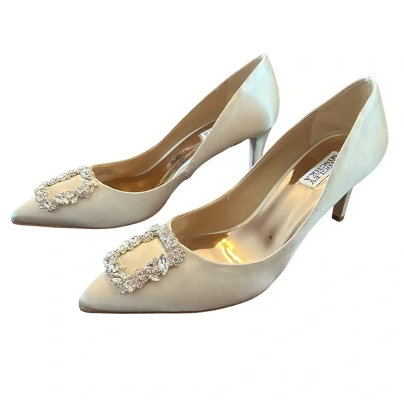 Badgley Mischka Carrie Carrie Crystal-Embellished Kitten Heel Pumps Formal  NEW